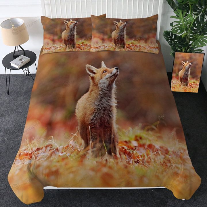 Fox In Autumn Leaves Bed Sheets Duvet Cover Bedding Sets