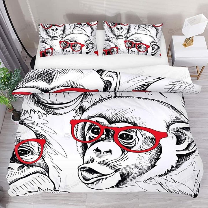 Monkey With Red Glasses Pattern Bed Sheets Duvet Cover Bedding Sets