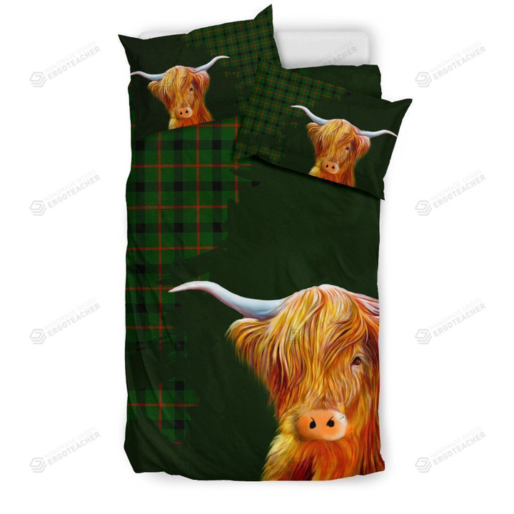 Tartan Scottish Highland Cow Bed Sheets Spread Duvet Cover Bedding Set