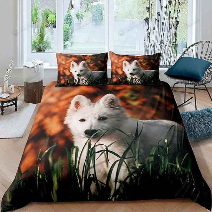 White Fox Cute Bed Sheets Duvet Cover Bedding Sets