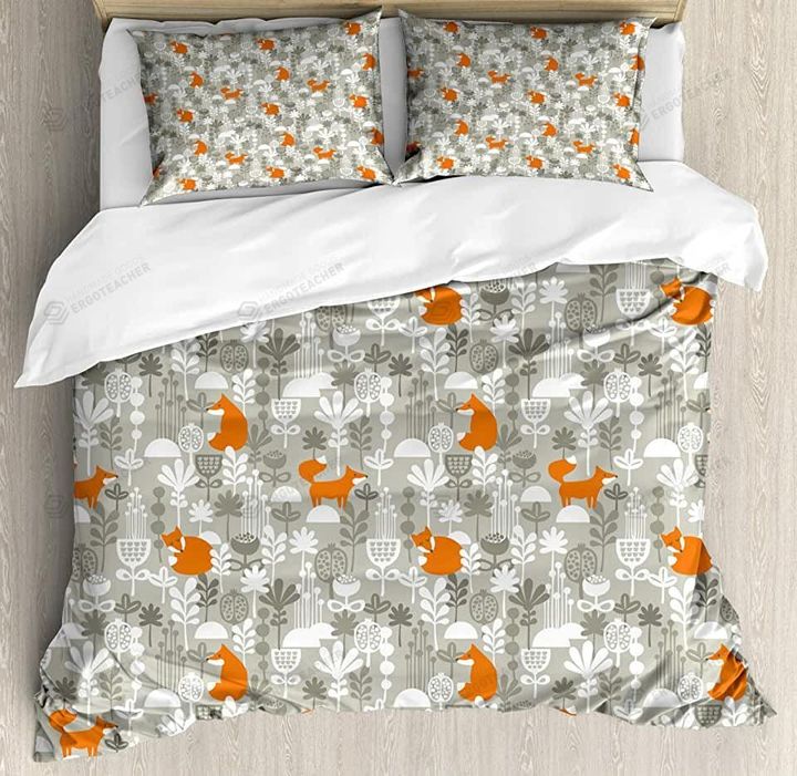 Fox In Flower Field Bed Sheets Duvet Cover Bedding Sets