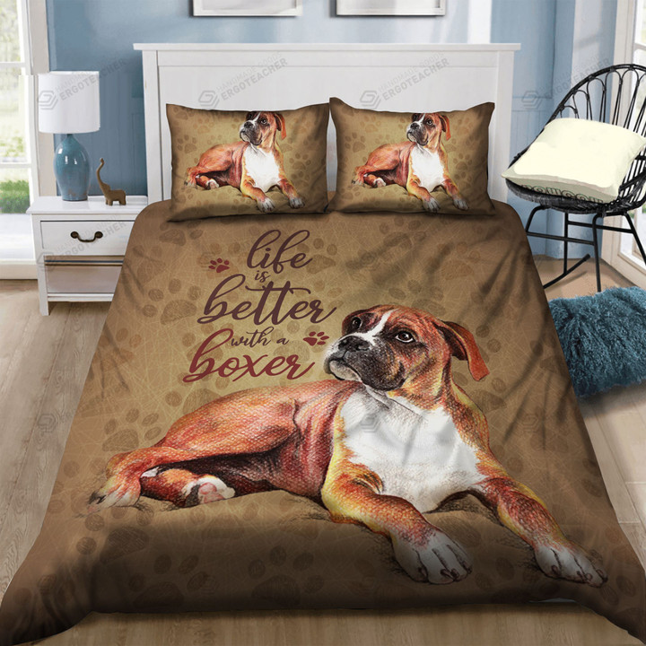 Live Is Better With A Boxer Bed Sheets Duvet Cover Bedding Set Great Gifts For Birthday Christmas Thanksgiving
