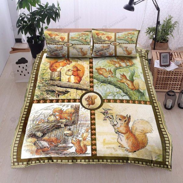 Squirrel Drawing Pattern Bed Sheets Duvet Cover Bedding Sets