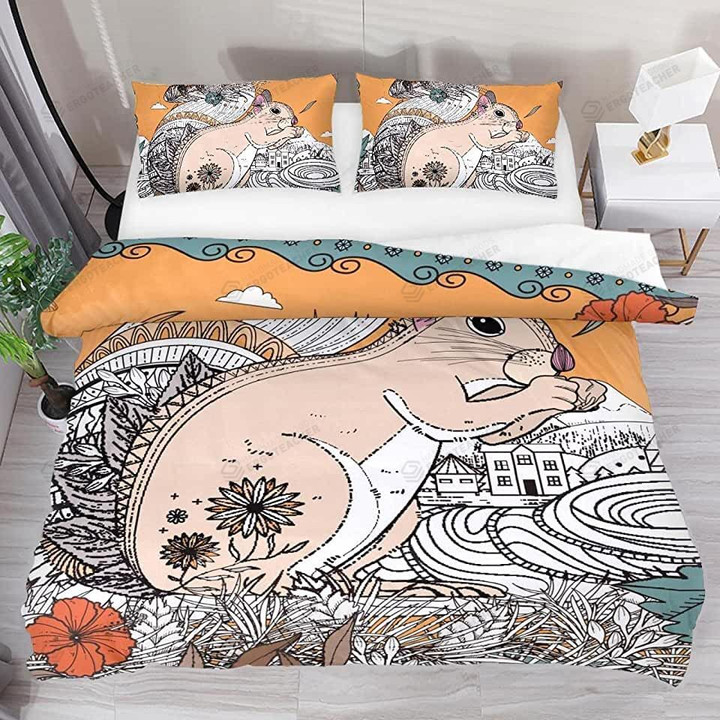 Squirrel Art Pattern Bed Sheets Duvet Cover Bedding Sets