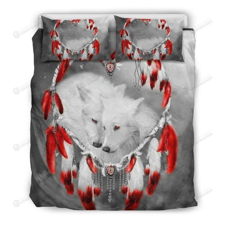 Wolf Dreamcatcher Heart Bed Sheets Spread Duvet Cover Bedding Set