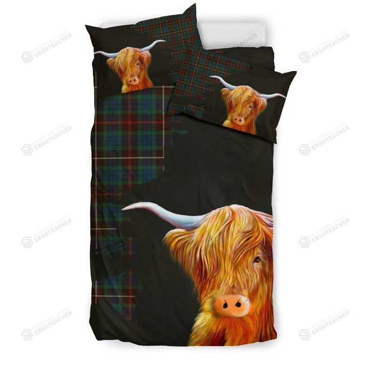 Tartan Scottish Highland Cow Bed Sheets Duvet Cover Bedding Set Great Gifts For Birthday Christmas Thanksgiving