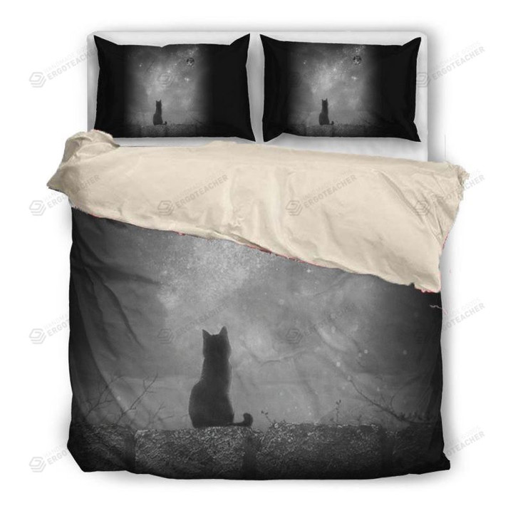 Cat And Moon Bed Sheets Spread Duvet Cover Bedding Set