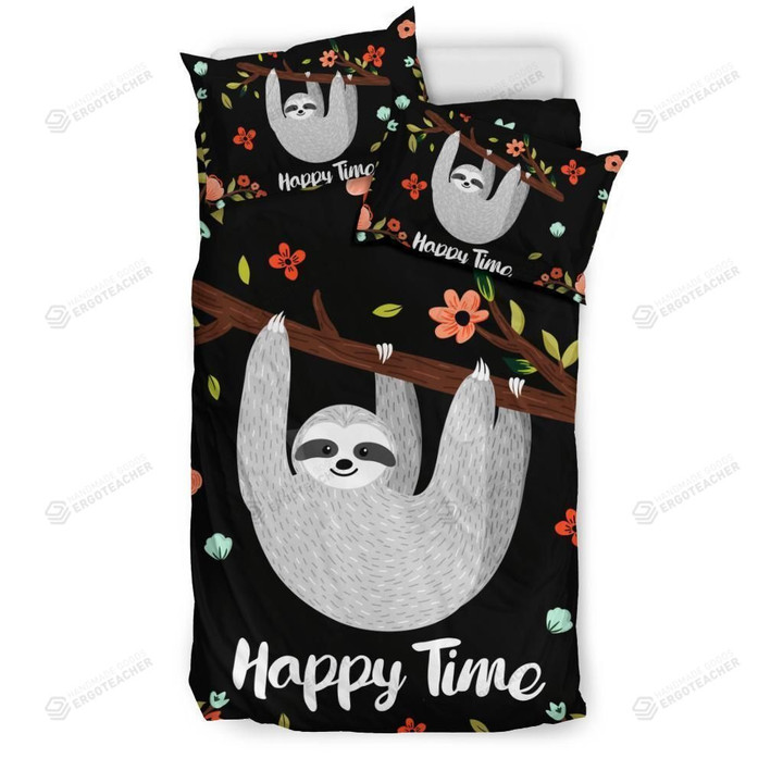 Sloth Happy Time Bed Sheets Duvet Cover Bedding Set Great Gifts For Birthday Christmas Thanksgiving