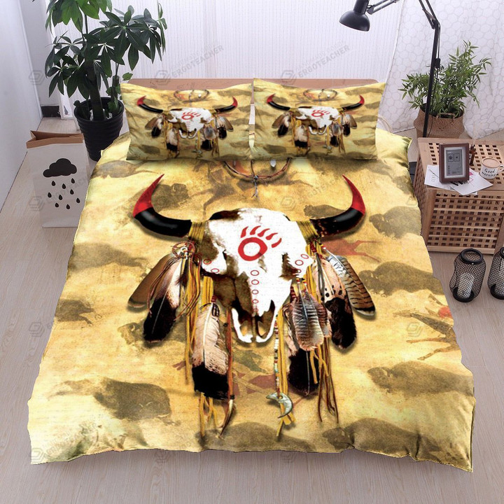 Native American Buffalo Skull Bed Sheets Duvet Cover Bedding Set Great Gifts For Birthday Christmas Thanksgiving