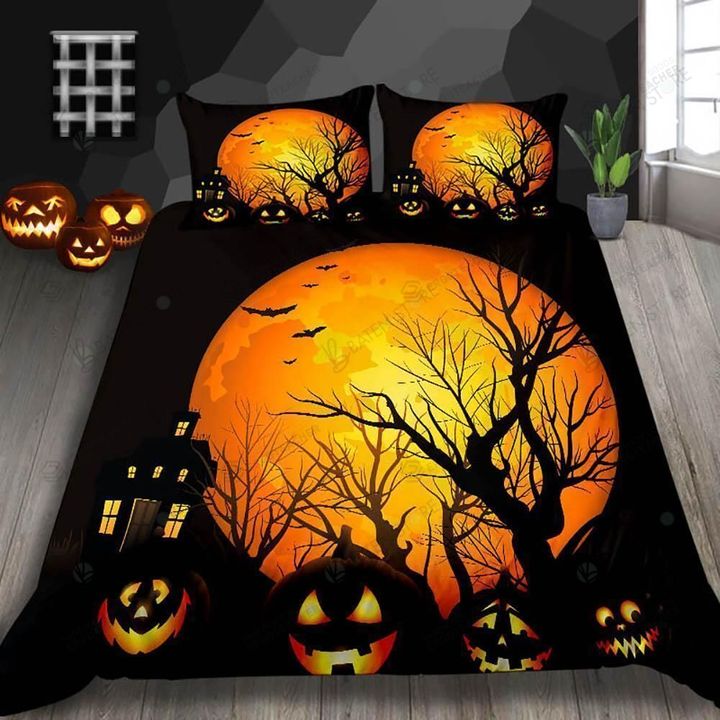 Pumpkin Halloween Bed Sheets Duvet Cover Bedding Set Great Gifts For Halloween