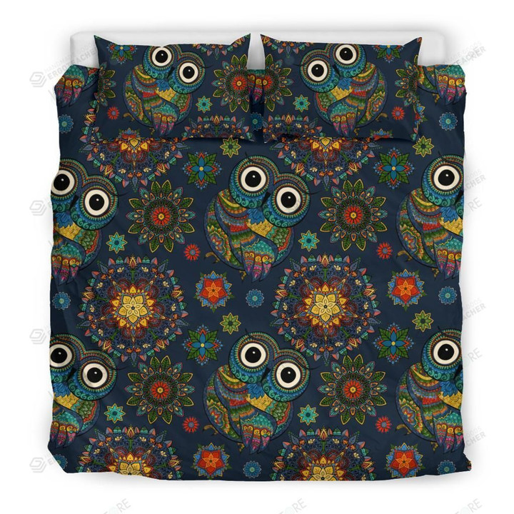 Cute Art Owl Pattern Bed Sheets Spread Duvet Cover Bedding Set