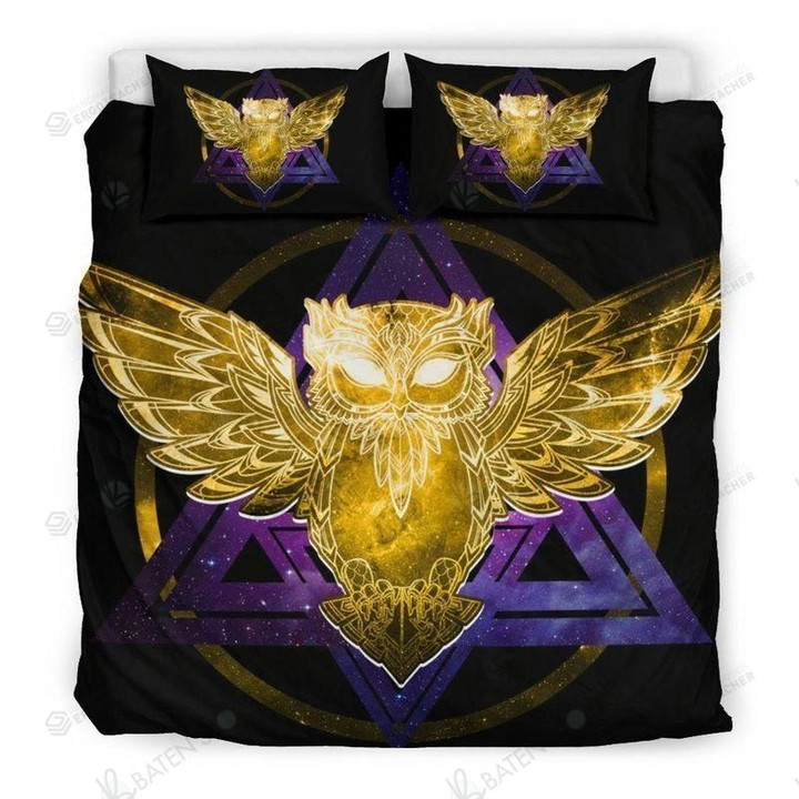 Gold Owl 3D Printed Bed Sheets Spread Duvet Cover Bedding Set