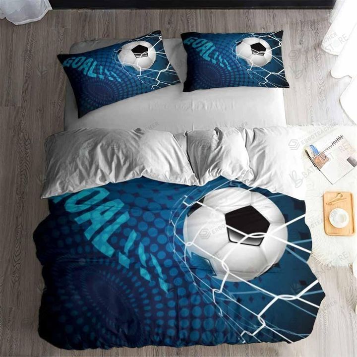 Blue Football Goals Bed Sheets Duvet Cover Bedding Set Great Gifts For Birthday Christmas Thanksgiving
