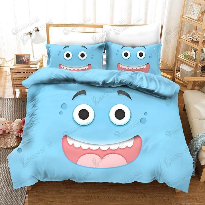 3d Cartoon Smile Blue Bed Sheets Duvet Cover Bedding Set Great Gifts For Birthday Christmas Thanksgiving