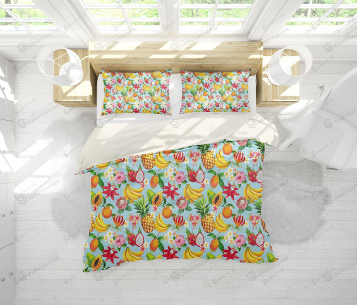 Tropical Fruit Bed Sheets Duvet Cover Bedding Set Great Gifts For Birthday Christmas Thanksgiving
