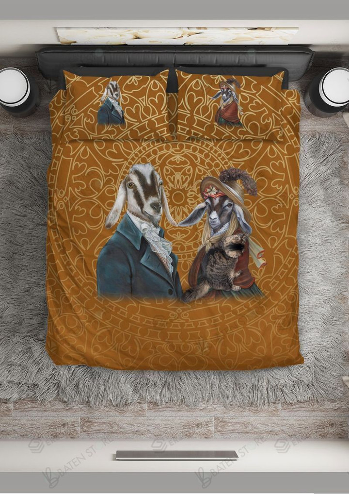 Goat Lady And Gentlemen Beige Bed Sheets Duvet Cover Bedding Set Great Gifts For Birthday Christmas Thanksgiving