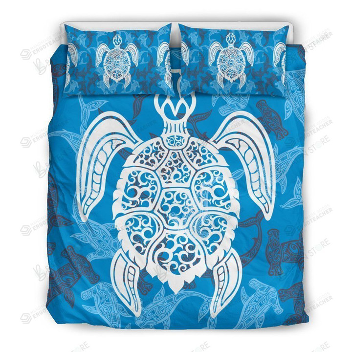 Blue Hawaiian Sea Turtle Pattern Bed Sheets Duvet Cover Bedding Set Great Gifts For Birthday Christmas Thanksgiving