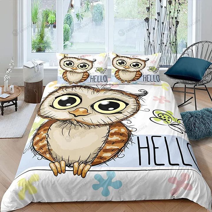 Owl Hello Bed Sheets Spread Duvet Cover Bedding Set