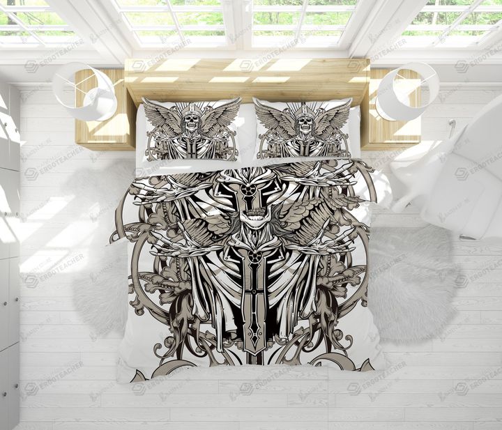 3d Golden Cross Skull Bed Sheets Duvet Cover Bedding Set Great Gifts For Birthday Christmas Thanksgiving