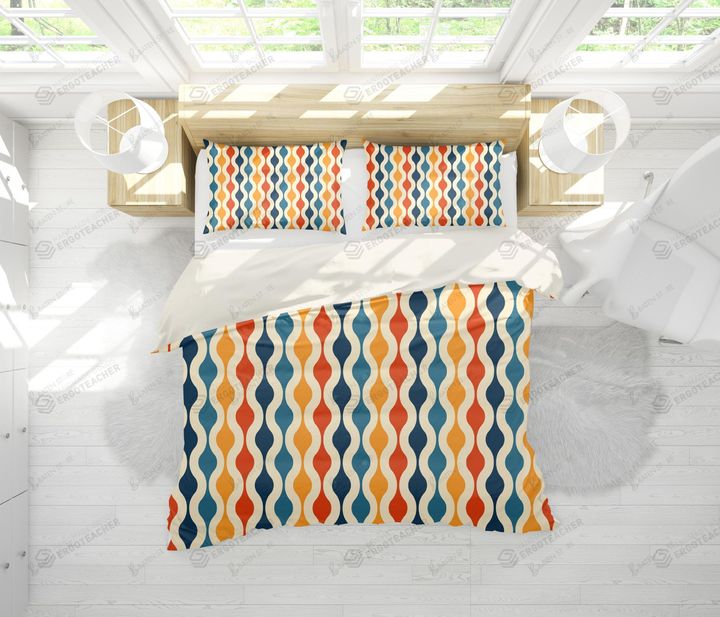 Yellow Blue Wavy Bed Sheets Duvet Cover Bedding Set Great Gifts For Birthday Christmas Thanksgiving