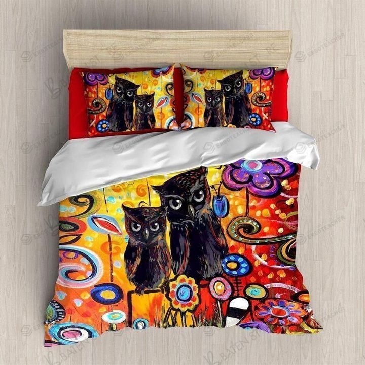 Owl Colorful Pattern Bed Sheets Spread Duvet Cover Bedding Set