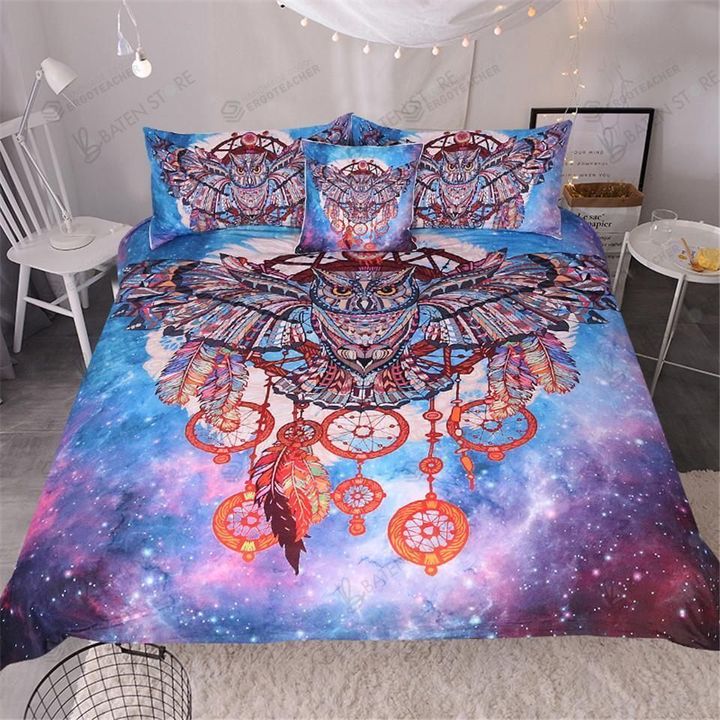 Owl In Boho Style Bed Sheets Spread Duvet Cover Bedding Set
