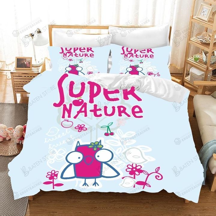 3d Cutie Owl Letters Super Nature Bed Sheets Spread Duvet Cover Bedding Set