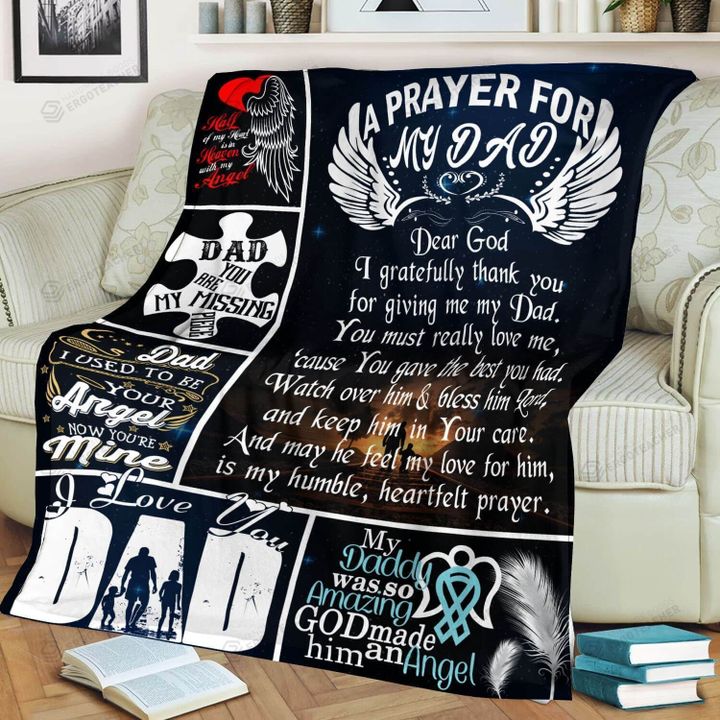 Angel Dad A Prayer For My Dad Fleece Blanket Great Customized Blanket Gifts For Birthday Christmas Thanksgiving Father's Day