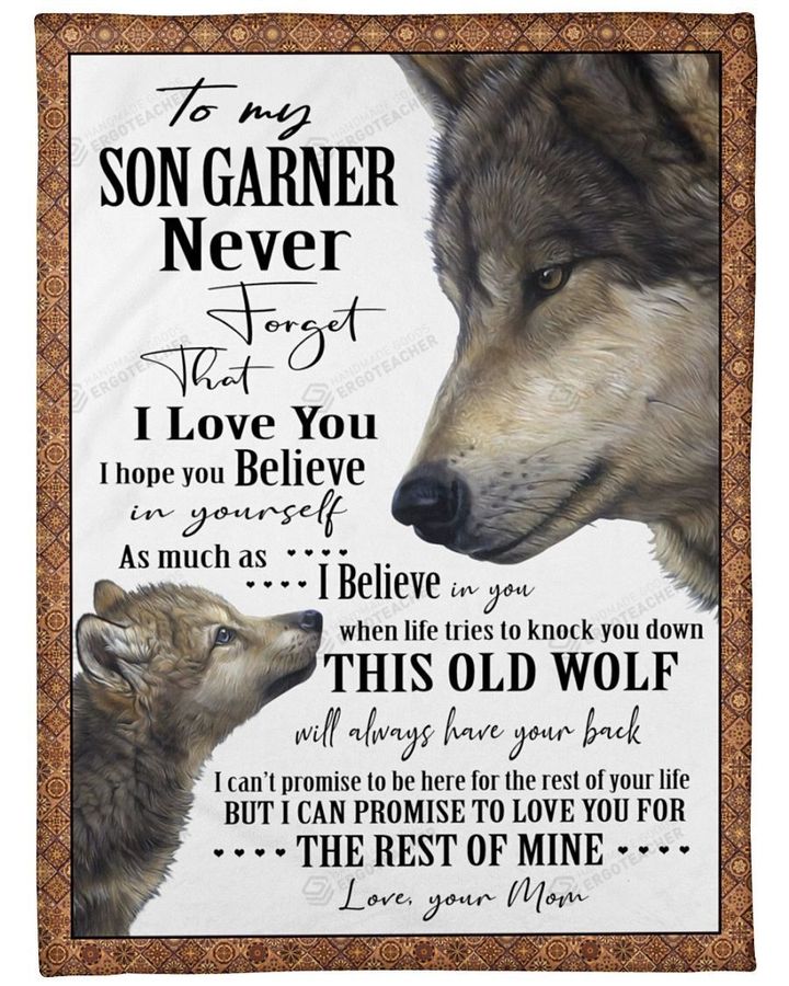Personalized Family To My Son Never Forget That You Are Alone, This Old Wolf Will Always Have Your Back Custom Name Sherpa Fleece Blanket