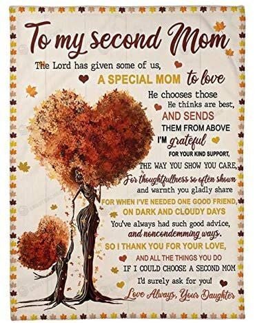 Personalized Custom Fleece Sherpa Blanket, Autum Tree To My Second Mom Blanket, If I Could Choose A Second Mom I'D Surely Ask For You Blanket, Gifts For Stepmom Mother-In-Law On Birthday Mother'S Day