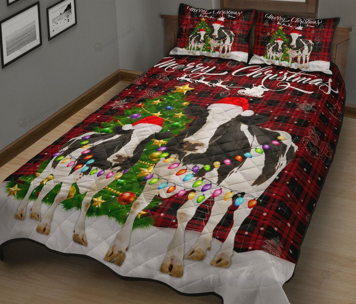 Cow In Snow Christmas Quilt Bed Sheets Spread Quilt Bedding Sets