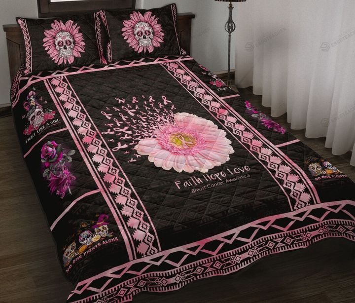 Breast Cancer Faith Hope Love Quilt Bed Sheets Spread  Duvet Cover Bedding Sets