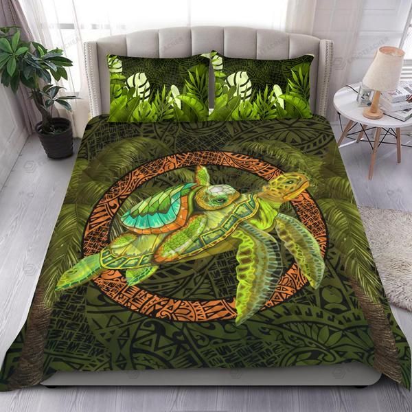Turtle Palm Tree Quilt Bed Set