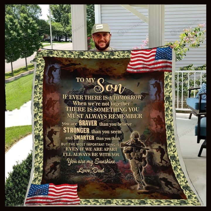 Personalized Soldier From Dad To My Son Be Stronger Braver Smarter Sherpa Fleece Blanket Great Customized Blanket Gifts For Birthday Christmas Thanksgiving