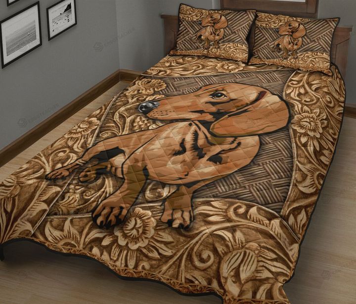Dachshund Embossed Quilt Bed Sheets Spread Quilt Bedding Sets