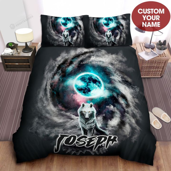Personalized Wolf Spirit And The Earth Watercolor Artwork Bed Sheets Spread  Duvet Cover Bedding Sets