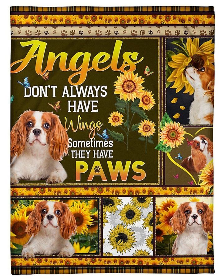 American Cocker Spaniel Sunflower Angels Sometimes Have Paws Sherpa Fleece Blanket Great Customized Blanket Gifts For Birthday Christmas Thanksgiving Anniversary