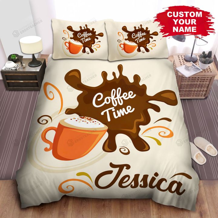 Personalized Coffee Time Illustration Bed Sheets Spread  Duvet Cover Bedding Sets