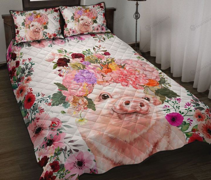 Lovely Pig And Flower Quilt Bedding Set  Bed Sheets Spread  Duvet Cover Bedding Sets