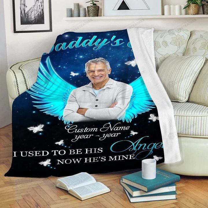 Personalized Custom Photo Memorial Blanket Daddy'S Girl Blanket Gift Dad From Daughter Son Birthday Christmas Thanksgiving Happy Father'S Day Fleece Blanket Sherpa Blanket