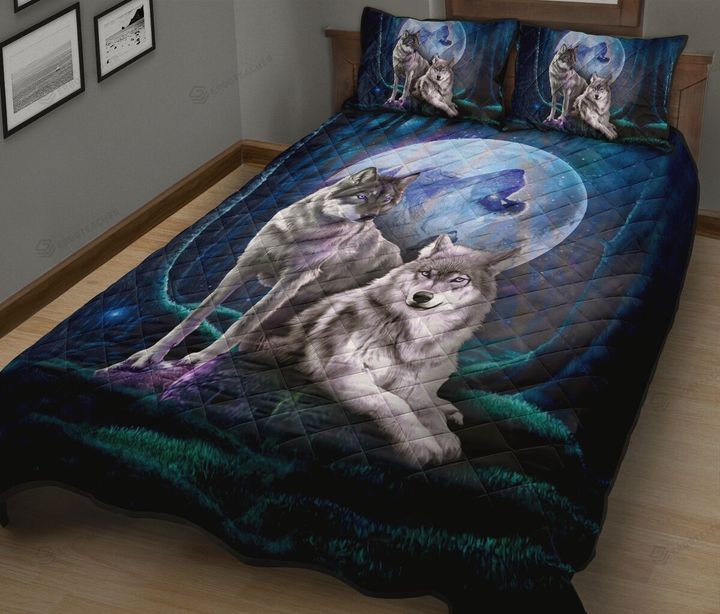 Wolf Forest Night Quilt Bed Set
