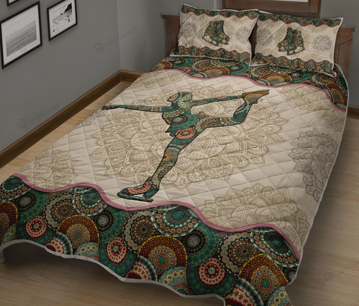 Figure Skating Vintage Mandala Quilt Bedding Set