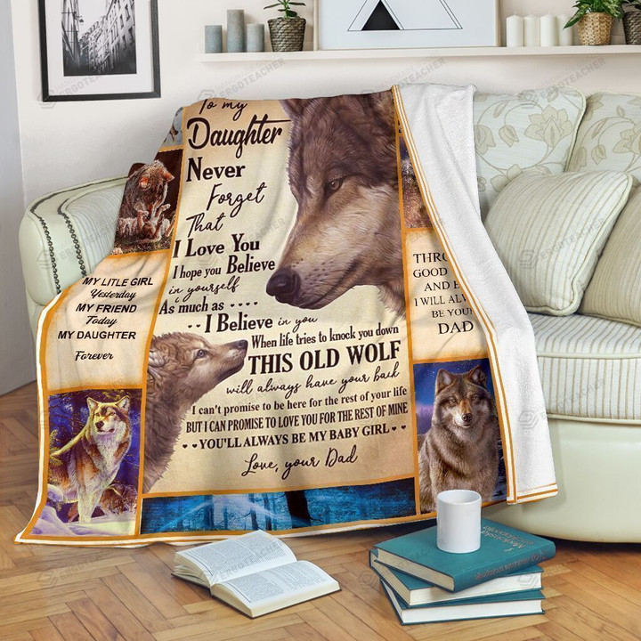 Personalized To My Daughter I Hope You Believe In Yourself Wolf Dad And Daughter Sherpa Fleece Blanket Great Customized Blanket Gifts For Birthday Christmas Thanksgiving