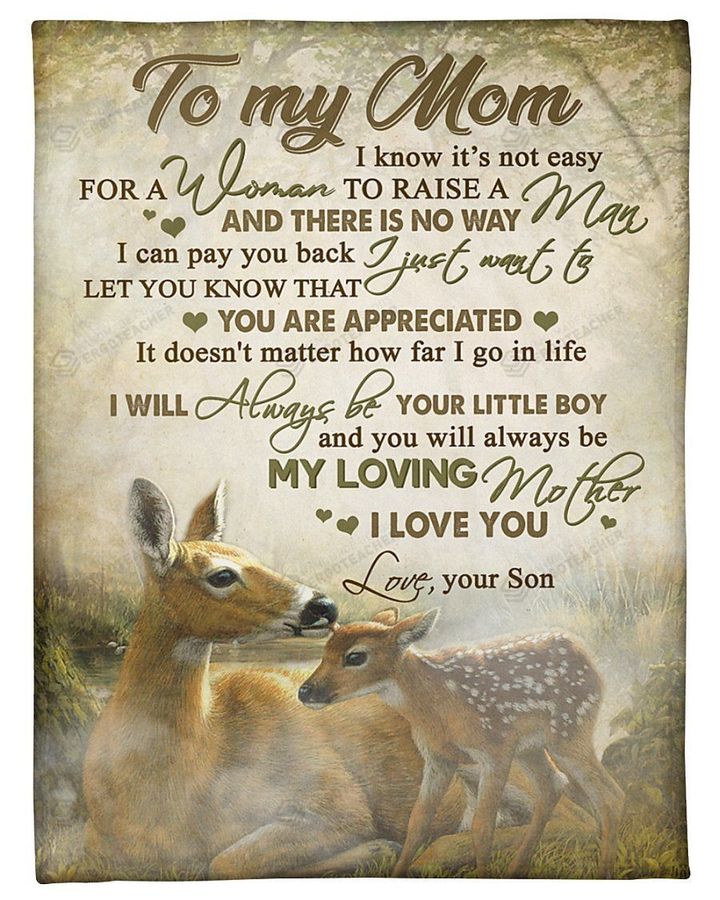 Personalized To Mom There's No Way I Can Pay You From Son Mother Deer Lying Beside Son Sherpa Fleece Blanket Great Customized Blanket Gifts For Birthday Christmas Thanksgiving