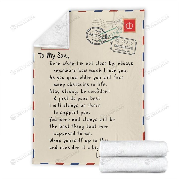 Personalized Air Mail To My Son I'll Always Be There To Support You From Mom Sherpa Fleece Blanket Great Customized Blanket Gifts For Birthday Christmas Thanksgiving Anniversary