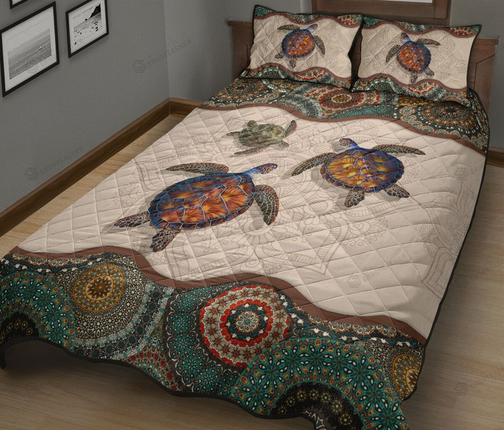 Mandala Turtle Quilt Bed Set