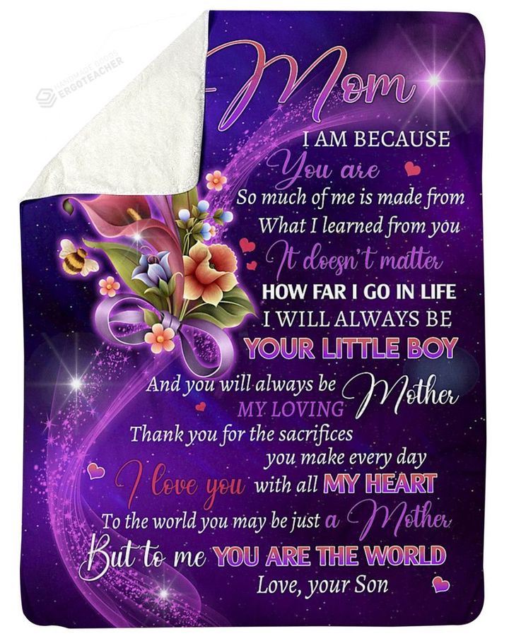 Personalized To Mom Thank You For The Sacrifices From Son Purple Calla Lily Sherpa Fleece Blanket Great Customized Blanket Gifts For Birthday Christmas Thanksgiving