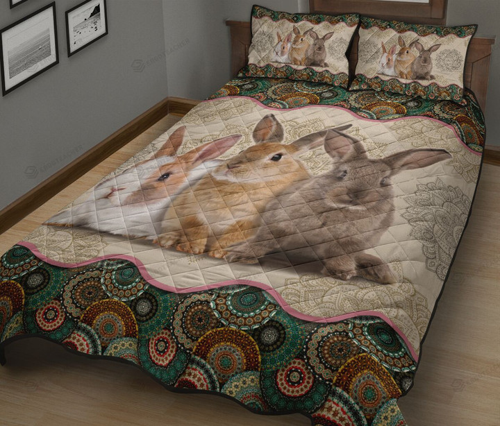 Rabbit Vintage Mandala Quilt Bedding Set