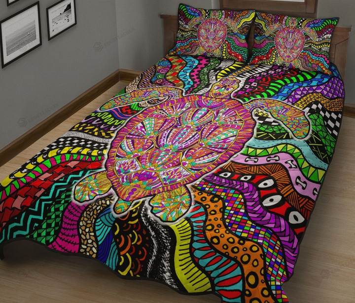 Colorful Turtle Quilt Bed Set