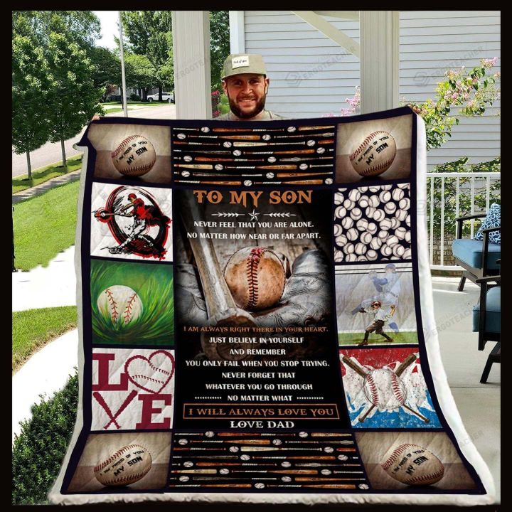 Personalized Baseball To My Son I Am Always Right There In Your Heart Sherpa Fleece Blanket From Dad Great Customized Blanket Gifts For Birthday Christmas Thanksgiving Anniversary